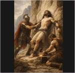 헤파이스토스와 크라토스가 프로메테우스를 사슬로 묶다