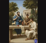 아리스토텔레스의 리케움 철학 수업, 아리스토텔레스와 제자들